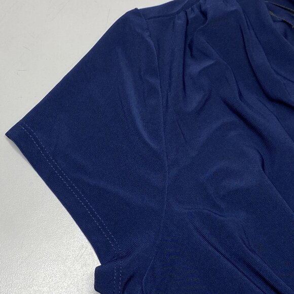 Vince Camuto Women’s Twist Front Jersey Jumpsuit Size L Navy Blue V-Neck - Picture 8 of 8
